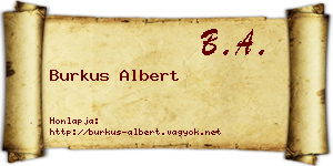 Burkus Albert névjegykártya