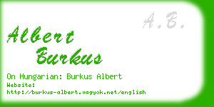 albert burkus business card